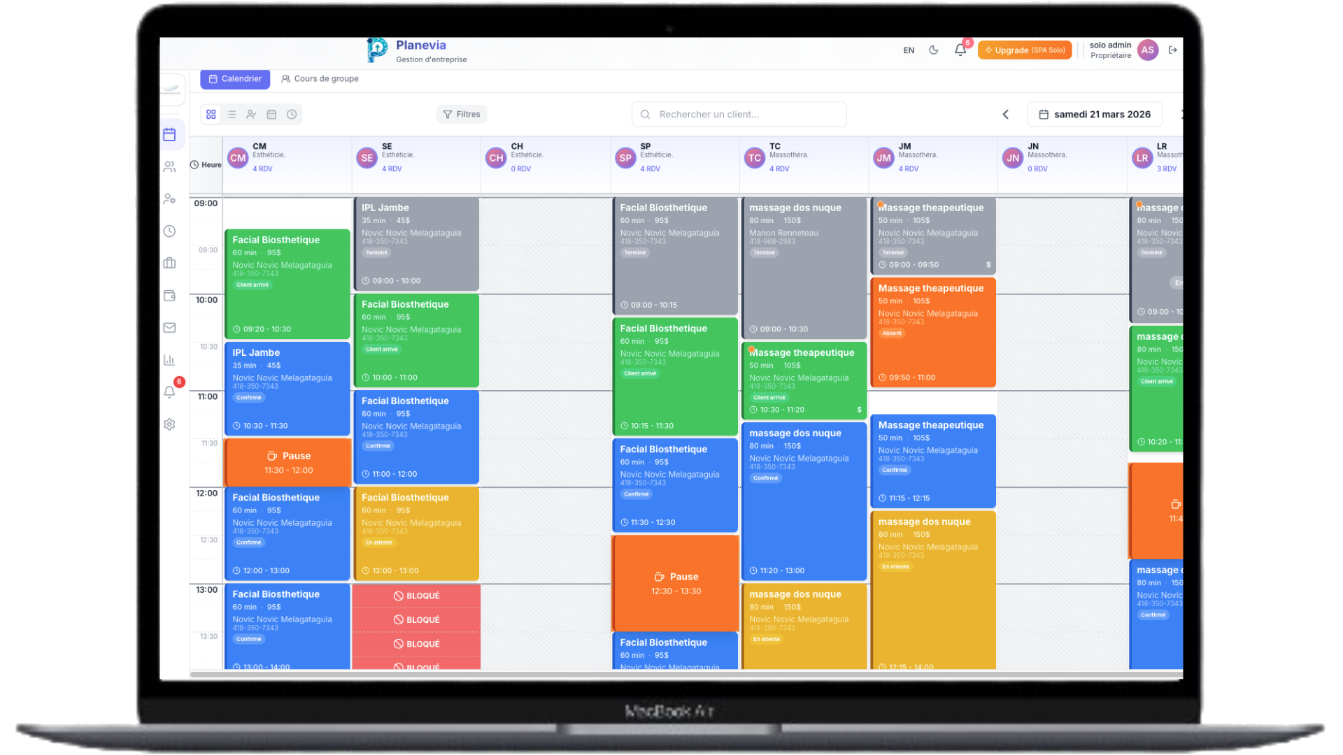 Planevia — calendrier sur ordinateur